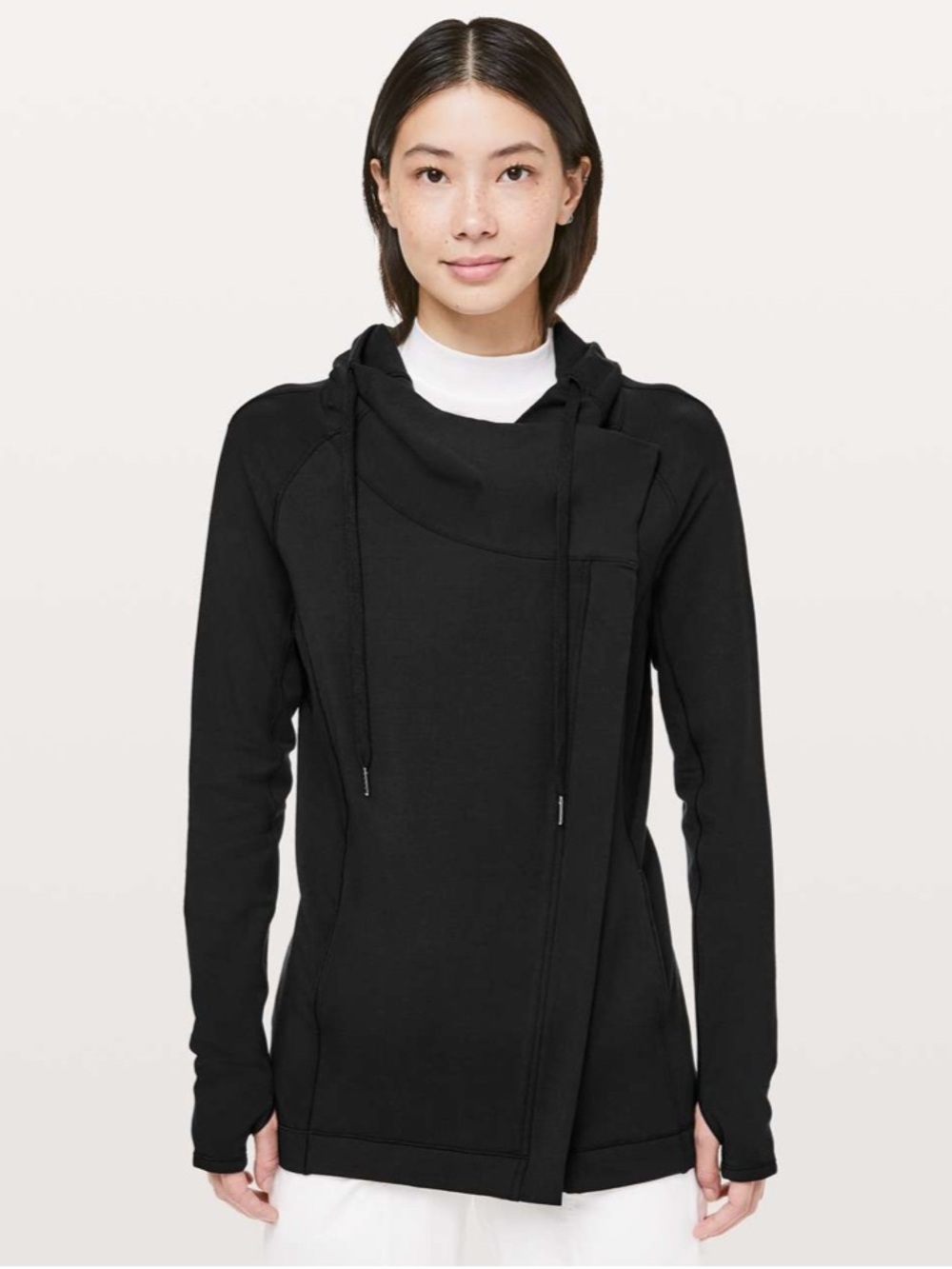 Women’s 4 Lululemon Coast Easy Wrap Full Zip Cocoon Jacket Black